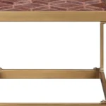 16" HMS Rectangular End Table in Brass with Warm Brown Leather Console Tables Product - Image 3