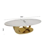 Goldoma Sculptural Coffee Table with Faux Marble Top and Stainless Steel Base