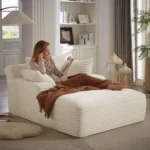 Oversized Corduroy Chaise Lounge Indoor, Modern Upholstered Sleeper Sofa, No Assembly, Comfy for Living Room & Office - Image 3