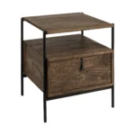 Goldoma 24 inch rustic brown solid wood square end table with lower shelf