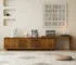 Mid-Century Modern Solid Oak Extendable TV Stand with Adjustable Storage for up to 75" TVs