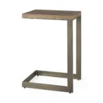Goldoma 26 inch brown square end table with storage shelf - solid wood and metal
