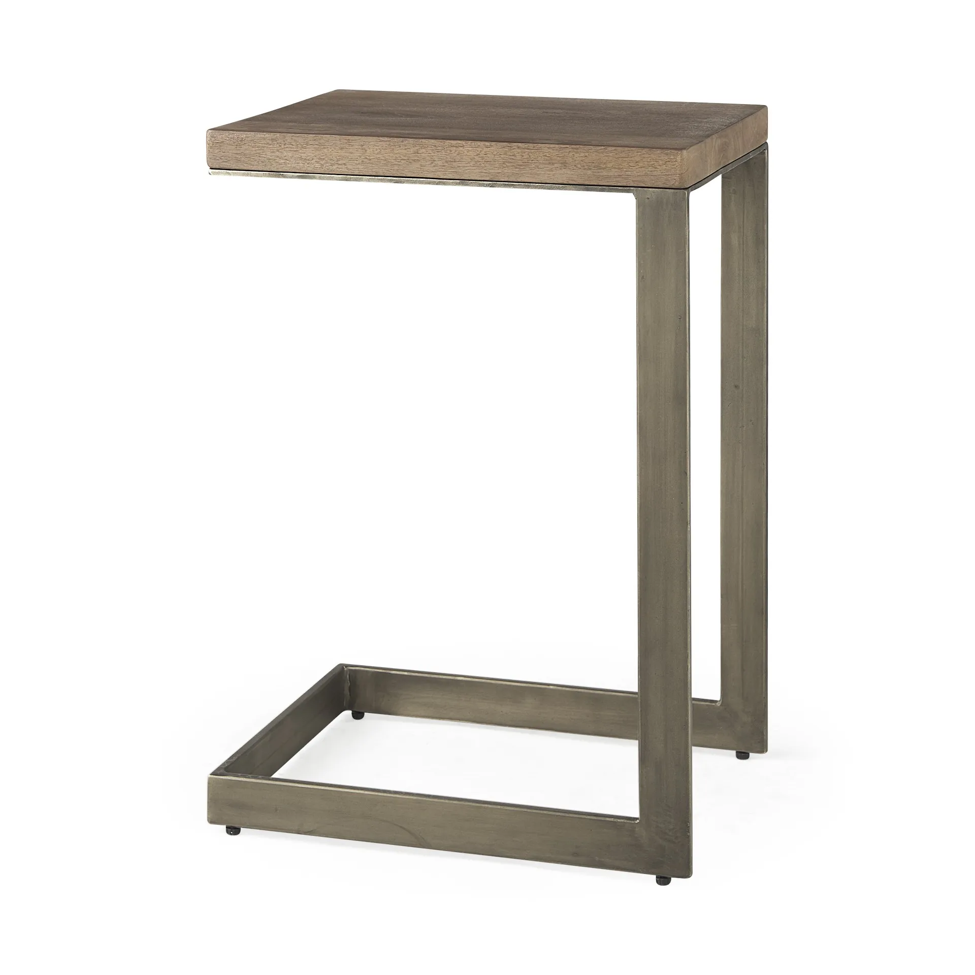 H25c74ed4523146b98cf069625e22171bF.webp Goldoma 26 inch brown square end table with storage shelf - solid wood and metal