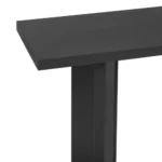 Goldoma modern console table with pine veneer and geometric legs in gray and black finish