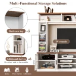 Goldoma 95.5" Modern Wall Unit Entertainment Center with Bookshelves for TVs up to 80" – side view