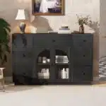 Goldoma Modern Storage Cabinet with 2 Doors and 7 Drawers - Eco-Friendly MDF Sideboard – angled view