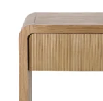 Goldoma Modern Solid Wood 3-Drawer Console Table with Vertical Slats in entryway