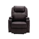 HMS 33 Brown Faux Leather Power Heated Massage Lift Assist Recliner Comfortable Home Seating with Premium Features