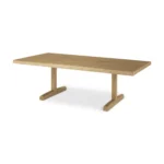 Solid oak coffee table 55 inch double pedestal coffee table in natural finish