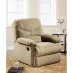 Goldoma 35 inch beige microfiber recliner with ergonomic support and easy recline lever