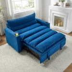 Convertible Sofa Bed Set 3-in-1 Multi-Functional Velvet Chaise Lounge Pull-Out Bed 47'' Loveseat for Villa
