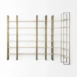 Goldoma Natural Iron and Solid Wood 6 Tier Bookcase in a living room