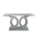 Goldoma crushed diamond mirrored console table modern silver entryway table with crystal inlays