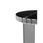 Goldoma 20-inch round mirrored end table with faux marble top and silver glass base for living room