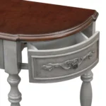 Curved wood console table with adjustable height and four drawers in gray and black finish - Goldoma 52 inch modern entryway table