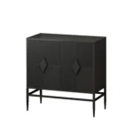 Goldoma modern storage cabinet with adjustable shelf – black 2-door MDF cabinet with fluted doors and metal legs for living room