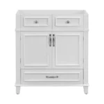 Goldoma 30-inch vintage white solid wood bathroom vanity with soft-close door and drawer for bathroom storage