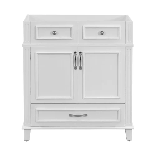 Goldoma 30-Inch Vintage White Solid Wood Bathroom Vanity – No Top, Soft Close Goldoma 30-Inch Vintage White Solid Wood Bathroom Vanity – No Top, Soft Close