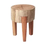 Reclaimed wood end table, 18 inch round distressed brown side table from Goldoma