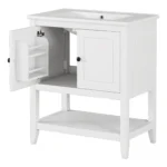 Goldoma 30-Inch Bathroom Vanity with Cabinet, Solid Wood Frame, Ceramic Sink – close-up detail