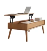 Goldoma Modern Solid Oak Coffee Table with Storage - solid oak coffee table in a modern living room