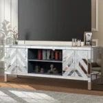 Crushed Diamond Glass Mirrored TV Stand – top view
