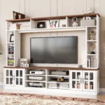 Goldoma 95.5" Modern Wall Unit Entertainment Center with Bookshelves for TVs up to 80" – close-up detail