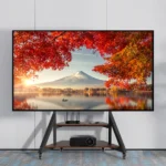 40-100 Inch Large Mobile Floor TV Stand on Wheels  Wood Shelf Base - Image 4