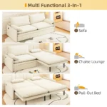 Goldoma 3-Seat Reclining Chenille Convertible Sleeper Sofa with Storage & USB – styled in a modern Sofas setting