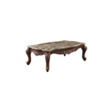 Goldoma 57 inch faux marble coffee table with oak base in living room