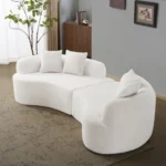 Goldoma curved modular sofa set in corduroy upholstery, ideal for small living rooms