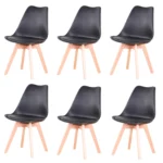 A Set of 6 Nordic Medieval Dining Chairs PU Padded Seat Beech Wood Legs Desk Chairs for Dining Room Bedroom Balcony Restaurant - Image 11
