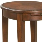 Goldoma 26-inch rustic oval end table with cherry top, dark brown base, and lower shelf for storage