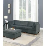 Goldoma modular u-shaped sectional sofa in gray chenille with corner wedge and ottoman in living room