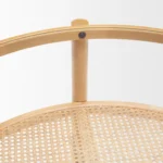 Goldoma round glass coffee table with solid wood frame and cane rattan shelf in living room