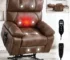 Goldoma Brown Faux Leather Power Lift Recliner with Heat and Massage