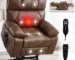 Goldoma Brown Faux Leather Power Lift Recliner with Heat and Massage