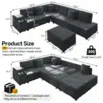 Goldoma Modern L-Shaped Sectional Sofa with Storage, USB, and Ottoman – close-up detail