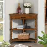 Goldoma wooden corner side table in Nordic style, perfect for entryway or living room