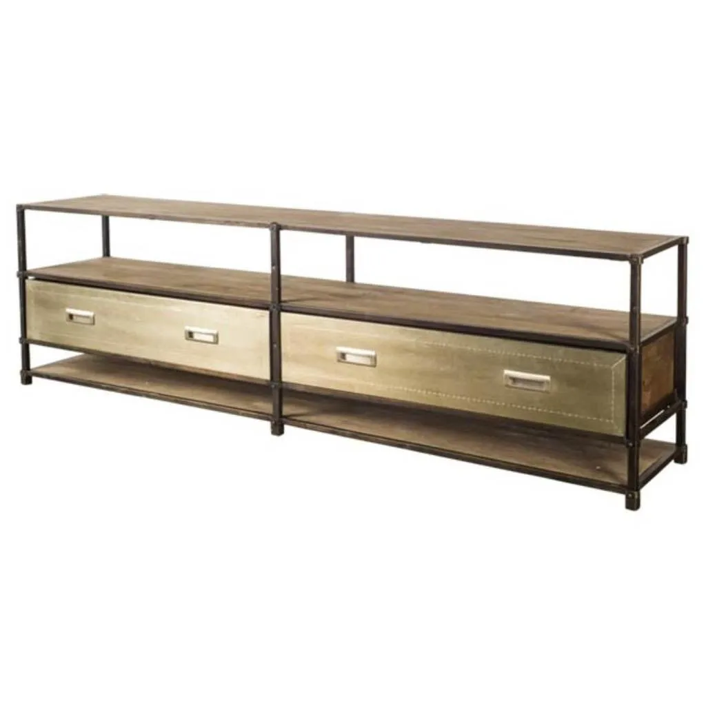 H314ef82ae5bd40fb93e618d69e707eda0.webp Goldoma 15-inch rustic brown solid wood console table in an entryway with a lamp and decorative items