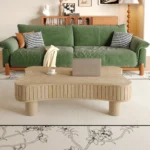 Goldoma 42 inch modern lift top coffee table with fluted panel design and hidden storage compartment in a living room