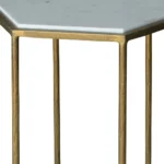 Goldoma 24 inch brass and white iron round end table in living room