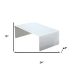 Farmhouse white glass coffee table with wooden sled base - Goldoma 24 inch rectangular coffee table