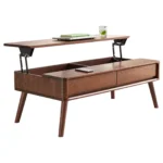 Goldoma Modern Solid Oak Coffee Table with Storage - solid oak coffee table in a modern living room
