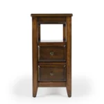 24" HMS Brown Distressed End Table with Two Drawers and Shelf for Living Room Cabinets - Image 4