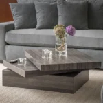Goldoma Nordic Style Black Square Wooden Coffee Table in a modern living room