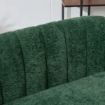 Goldoma convertible loveseat sofa with channel tufted chenille upholstery and metal legs