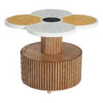 Unique Four-Leaf Clover Side Table-Modern Design Solid Wood Base Adjustable Height Storage for Living Room Bedroom Small Spaces - Image 3