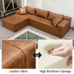 Goldoma Leather Fabric L-Shaped Sectional Sofa, Modern Reclining Couch with Adjustable Headrests – top view