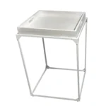 Goldoma 29" White Solid Wood and Iron Square Tray Style End Table – side view